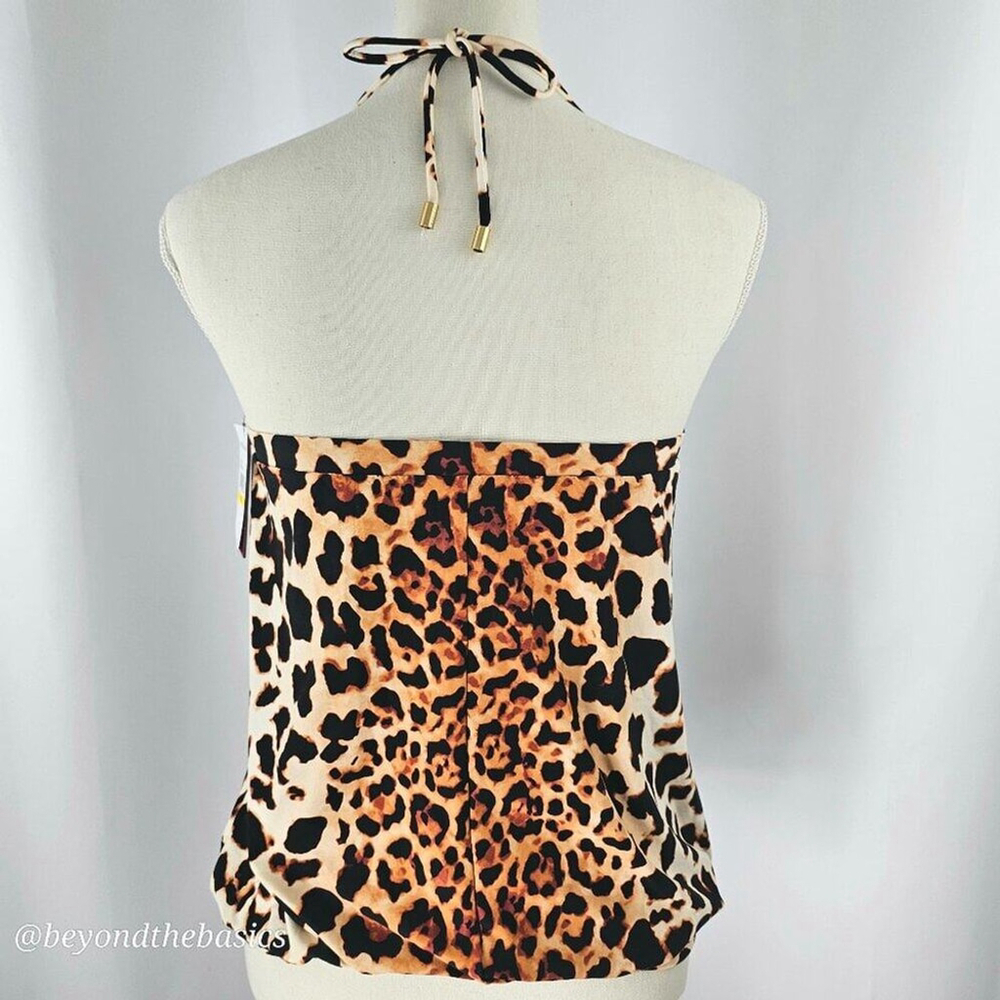 Vince Camuto Cheetah Print Chain Halter Blouson Tankini Top Women's Size M NWT - Picture 6 of 13